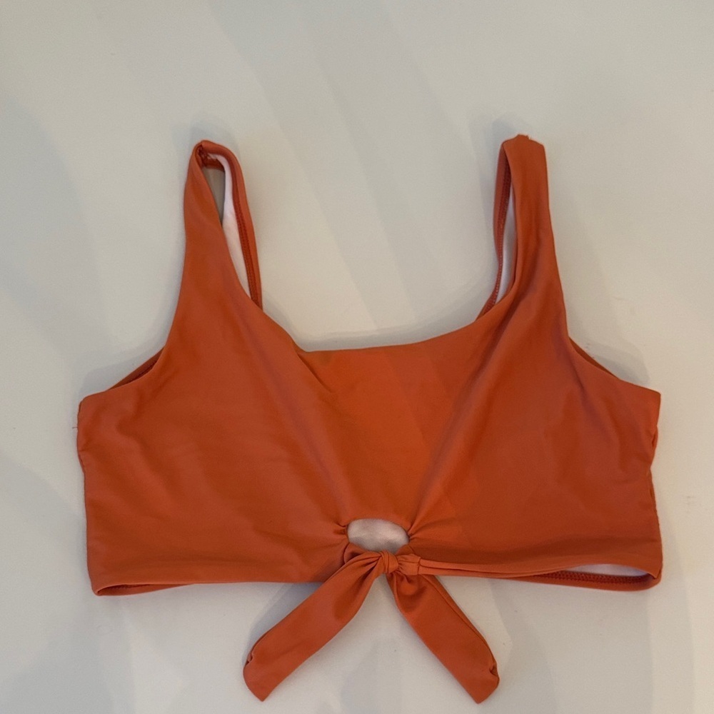 Orange Tie-Front Crop Top